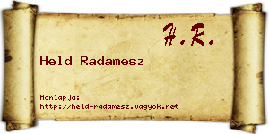 Held Radamesz névjegykártya